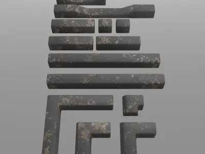 floor door hatch and trim pieces 3D model