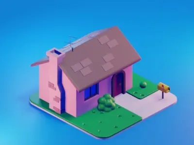 Cartoon house Free low-poly 3D model