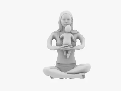 Mother and baby 3D print model