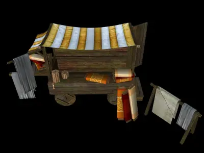 Medieval Cloth Shop Low-poly 3D model