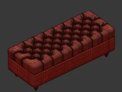 Linen Footstool ottomana 3D model