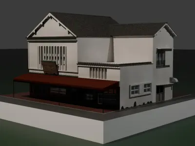 Traditional Japanese Sweets Shop with Residence 3D model