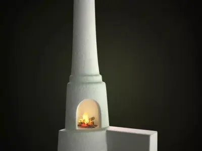White Fire Place 3D model
