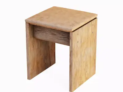 Wooden Stool A 03 Low-poly 3D model
