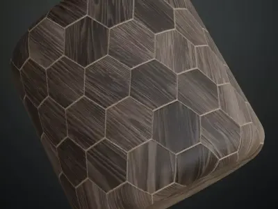Dark Hexagonal Wood Tiles PBR Seamless Texture