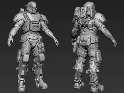 Sci-Fi Military Armour Basemesh 007 3D model
