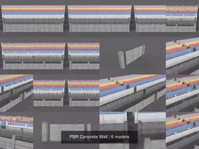 PBR Concrete Wall 3D Model Pack