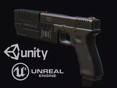 SciFi Gun Low-poly 3D model