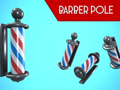 BARBER POLE CARTOON STYLIZED REALISTIC Low-poly 3D model