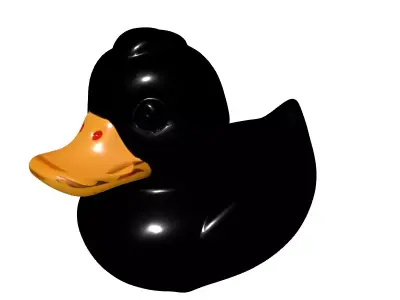 Glossy Black Rubber Duck 3D Model Low-poly 3D model