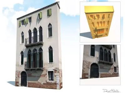 Apartment Building Facade 177 Low Poly Low-poly 3D model