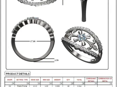 Solitaire Engagement Ring 3D print model 29