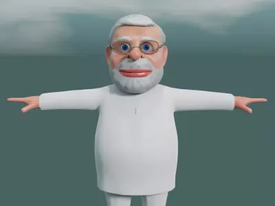 Cartoon Narendra Modi 3d Character model Low-poly 3D model Low-poly 3D model