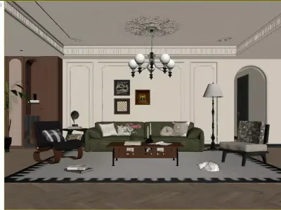 Light French Retro Style 3D model