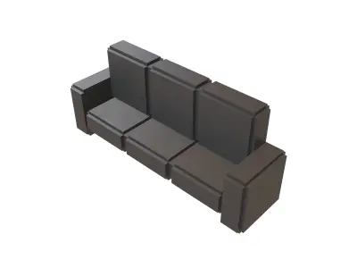 Voxel Sofa v2 009 Low-poly 3D model