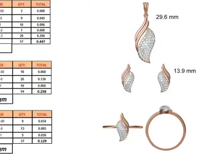 Light wt Ring Earrings Pendant set stl jcd 1-render details 3D print model 24