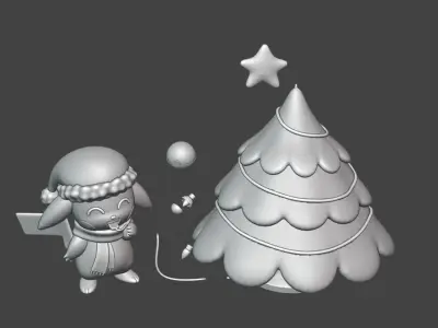 Pikachu Christmas 2022 3D print model
