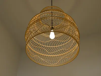 Bamboo weaved Hanging Light 3D model