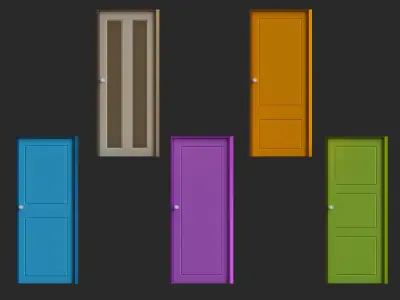 low poly doors 3d model pack for game Low-poly 3D model