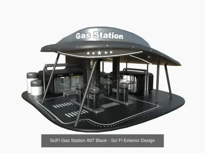 10 Sci Fi Buildings Collection G - Full Black - Exterior Design 3D Model Pack