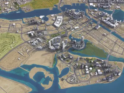 Al Reem Island - Abu Dhabi - 3D City Model Low-poly 3D model