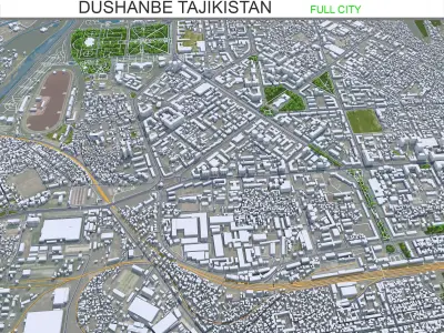 Dushanbe Tajikistan 25km AI Low-poly 3D model