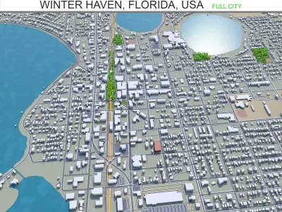 Winter Haven Florida USA 25km Low-poly 3D model