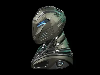 Robot Alien Mech Head 3D model