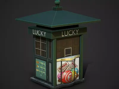 Street Kiosk Low Poly Mobile Ready Low-poly 3D model