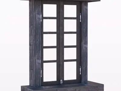 Central european Rustic Windows Low-poly 3D model