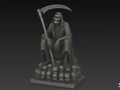 Death Reaper Statue Throne Pose Low-poly 3D model