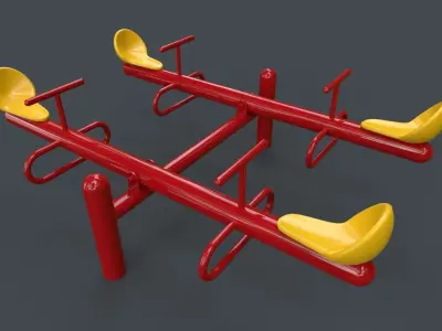 PBR Modular Outdoor See Saw Playground C Low-poly 3D model