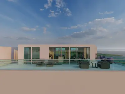 Exterior and interior of beach house 3D model