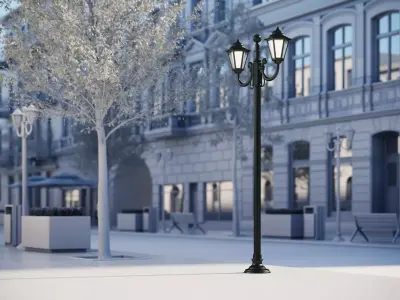 Double old-tome street lamp 3D model