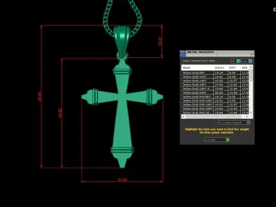 Light Gold 18K Cross Pendant 2CP092 3D print model