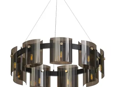 JANICE modern chandelier with metal and glass shades 3D model