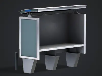 Bus Stop - Low Poly Game Ready Low-poly 3D model