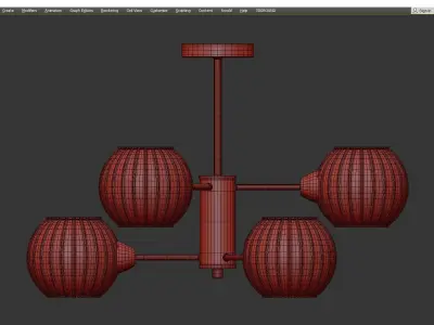 Sirius five light chandelier with glass globes Low-poly 3D model
