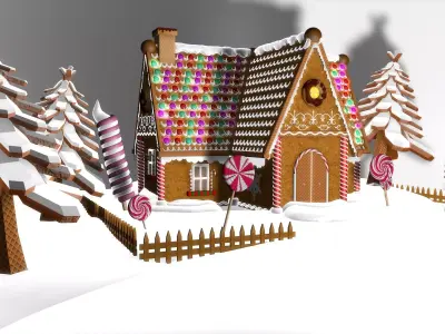 Gingerbread Village V2 Simle house 3D model