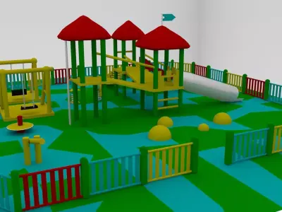 Simple Children Playground 01 Low-poly 3D model