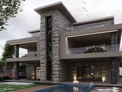 Modern villa - exterior and interior 3D model