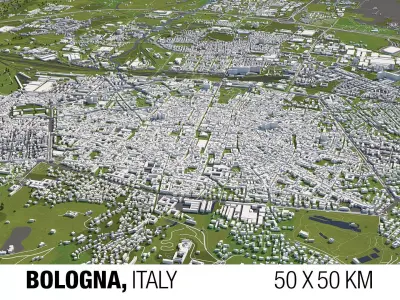 Bologna Italy 50x50km 3D City Map 3D model