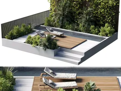 Landscape Furniture Backyard with Pool 29  3D model