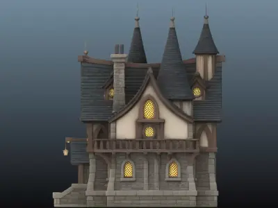  Mediaval fantasy house EM-18 Low-poly 3D model