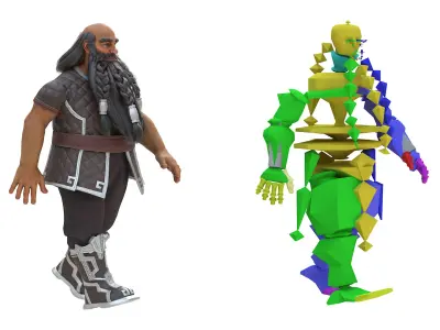  Game Dwarf Character Rigged 