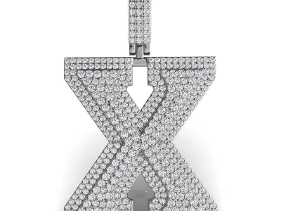 Alphabet Latter X Diamond Pendent 3D print model
