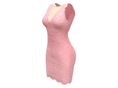 Lacy Pink Dress Low-poly 3D model