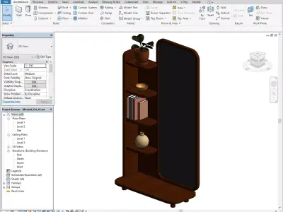 Parametric Floor Mirror with Shelves for Revit 3D model
