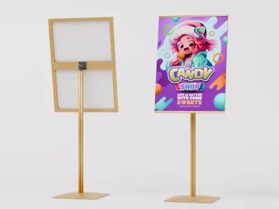 Single-Post Floor Standing Sign Holder 3D model