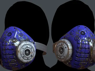Gas mask helmet 3d model scifi Low-poly Low-poly 3D model 22